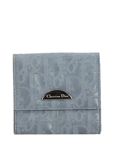 Dior Grey Nylon Oblique Coin Pouch In Blue