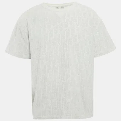 Pre-owned Dior Grey Oblique Terry Cotton T-shirt Xxl In Gray