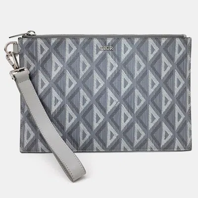 Pre-owned Dior Grey Pvc A5 Pouch In Gray