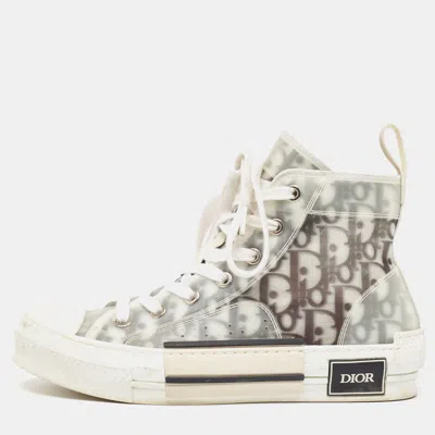 Pre-owned Dior Grey Pvc And Mesh B23 High Top Sneakers Size 37.5