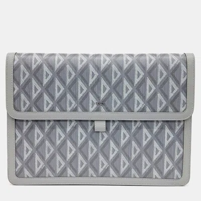 Pre-owned Dior Grey Pvc Hit The Road A4 Flap Pouch