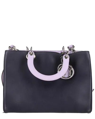 Dior Grey Sheep Leather Medium Issimo Tote (authentic Pre-loved) In Purple