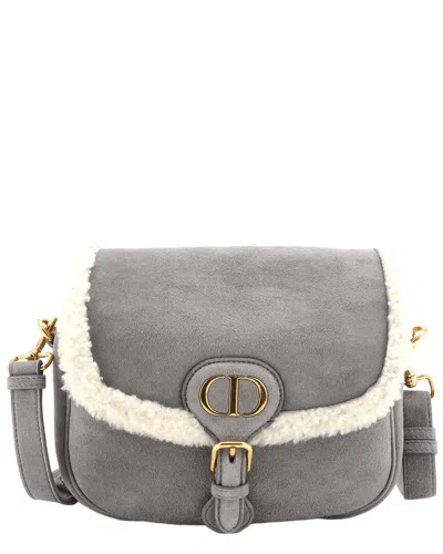 Dior Grey Suede Bobby Flap (authentic Pre-loved) In Gray