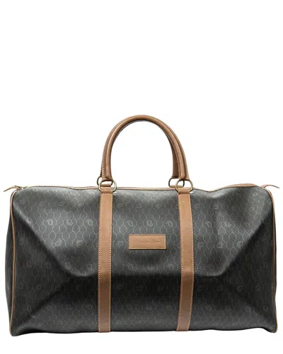 Dior Grey & Brown Honeycomb Coated Canvas Large Travel Boston (authentic Pre-  Loved) In Black