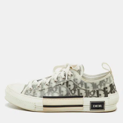Pre-owned Dior Grey/white Oblique Mesh And Rubber B23 Low Top Sneakers Size 41 In Gray
