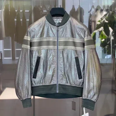 Dior Grid Baseball Jacket In Gray