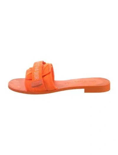 Pre-owned Dior Grosgrain Trim Slides In Orange