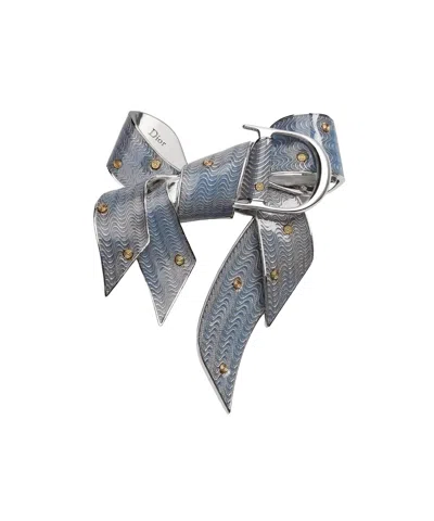 Dior Guilloché Brooch In Blue