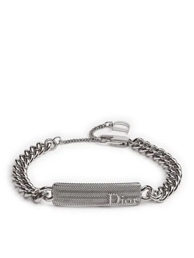 Dior Guilloche Chain Bracelet In Pink