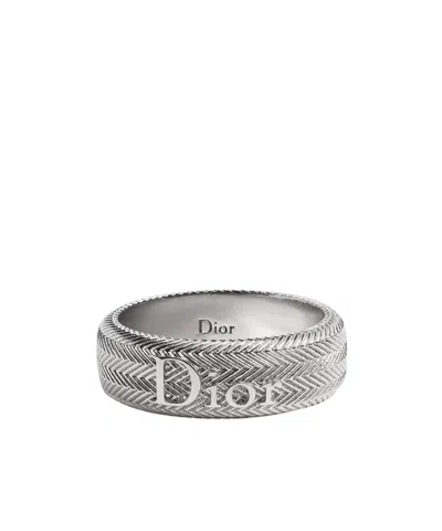 Dior Guilloché Ring In Silver