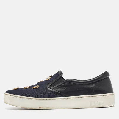 Pre-owned Dior Happy Sneakers Size 38.5 In Navy Blue