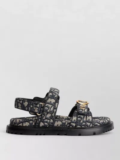 Dior Hardware Slide Sandals Open Toe Rubber Sole In Multi