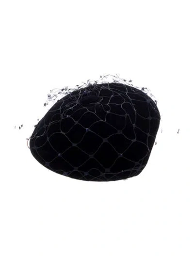 Pre-owned Dior Haute Couture Velvet Pillbox Hat In Blue