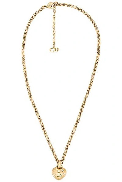 Dior Heart Chain Necklace In Light Gold