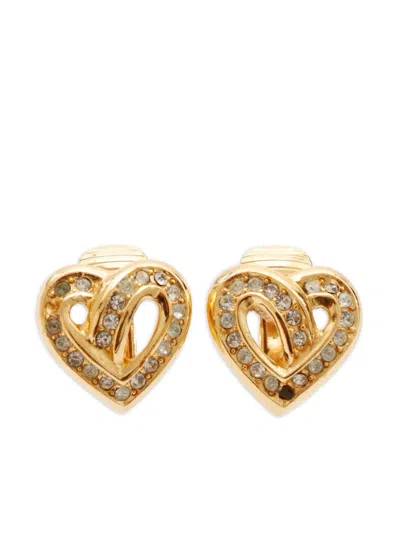 Pre-owned Dior Heart Clip-on Earrings In Gold