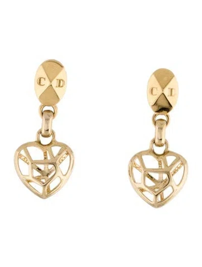 Pre-owned Dior Heart Frame Drop Earrings In Multi
