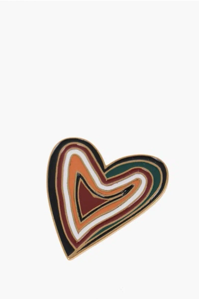 Dior Heart-shaped Brass Shoulder Strap Charm In Multi