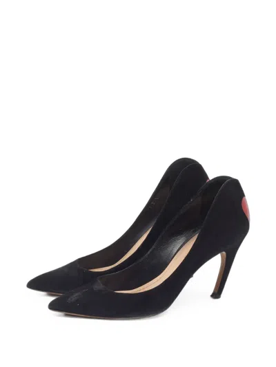 Pre-owned Dior Heart-patch Pointed-toe Pumps In Black