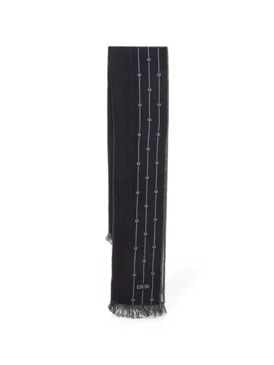 Pre-owned Dior Heart-pattern Scarf In Blue