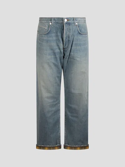Dior Heritage Checked Jeans In Blue