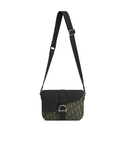 Dior Heritage Saddle Flap Messenger Bag In Black