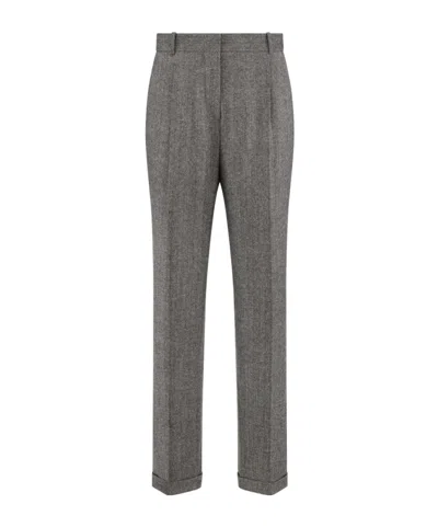 Dior Herringbone Wool Casual Pants In Gray