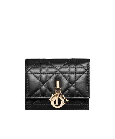 Dior Hibiscus L-zip Wallet In Black