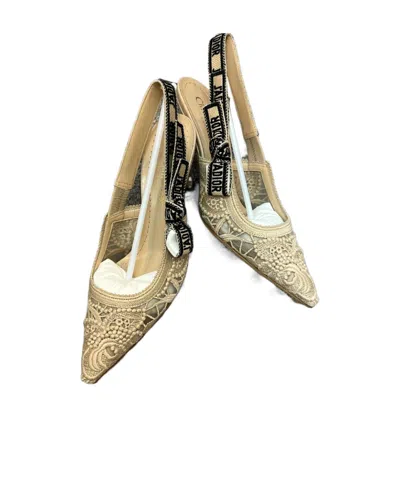 Dior High-heeled Lace Shoes In Nude