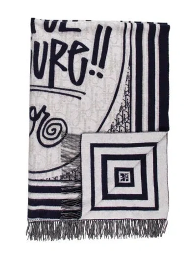 Pre-owned Dior 'high Heels' Oblique Throw Blanket In Blue