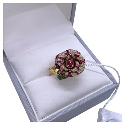 Pre-owned Dior High Jewelry Le Bal Des Roses "bal De Paris" Ruby & Diamond Cocktail Ring In Multi