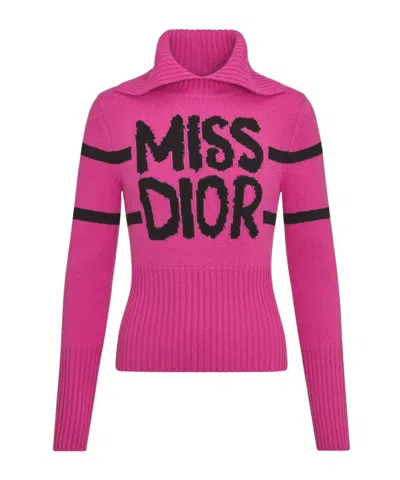 Dior High-necked Wool Cashmere Sweater In Pink