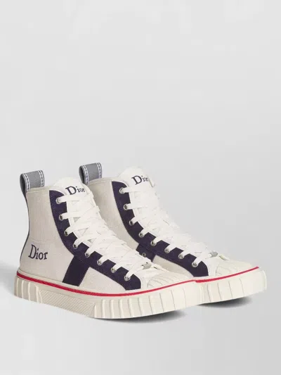 Dior High Top Sneakers Contrasting Accents Pull Tab In Pink