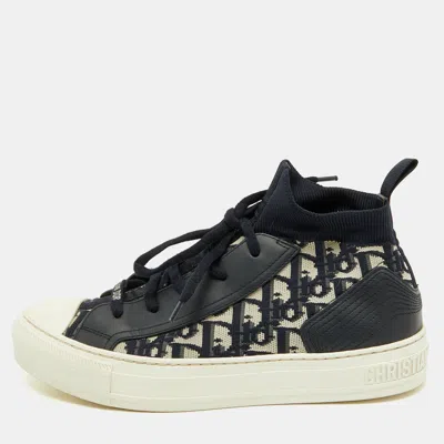 Pre-owned Dior High Top Sneakers Size 39 In Navy Blue