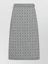 Dior High Waist Geometric Pattern Skirt With Side Button Detail In Gray