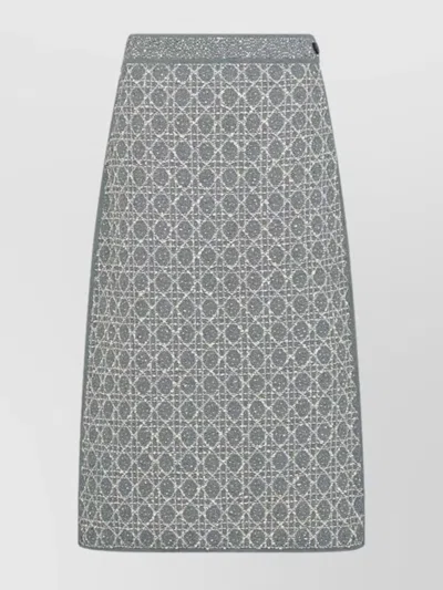 DIOR HIGH WAIST GEOMETRIC PATTERN SKIRT WITH SIDE BUTTON DETAIL