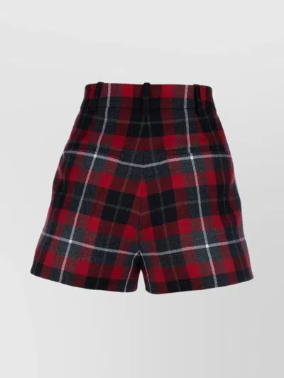 DIOR HIGH WAIST PLAID PATTERN SHORTS WITH BELT LOOPS AND SIDE POCKETS