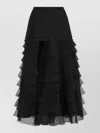 Dior High Waist Sheer Layered Ruffled Skirt In Black