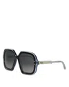 Dior Highlight S1i Square Sunglasses, 57mm In Black/gray Gradient