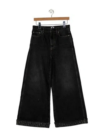 Pre-owned Dior High-rise Wide Leg Jeans In Black