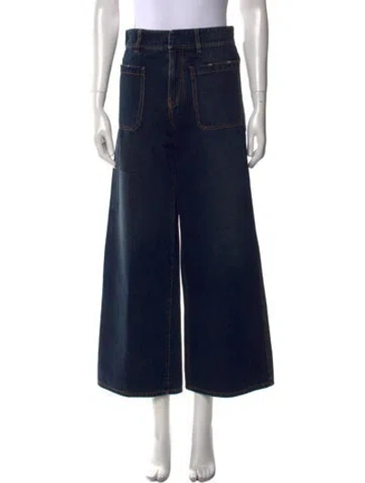 Pre-owned Dior High-rise Wide Leg Jeans In Blue