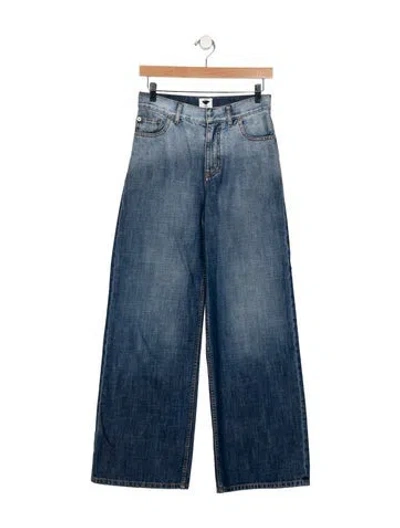 Pre-owned Dior High-rise Wide Leg Jeans In Blue