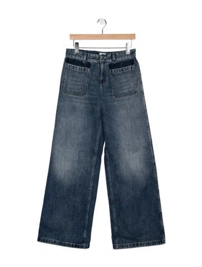 Pre-owned Dior High-rise Wide Leg Jeans In Blue