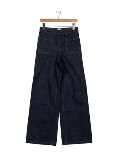 Pre-owned Dior High-rise Wide Leg Jeans In Blue