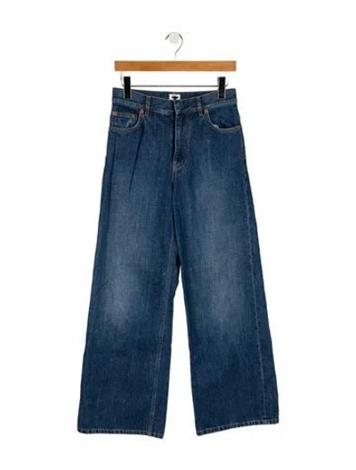 Pre-owned Dior High-rise Wide Leg Jeans In Blue