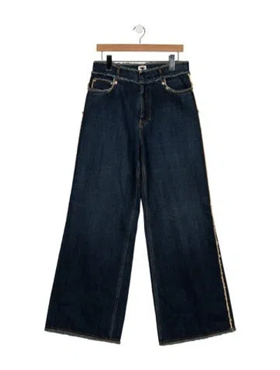 Pre-owned Dior High-rise Wide Leg Jeans In Blue