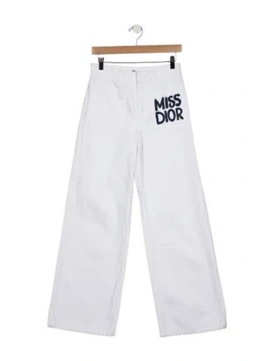 Pre-owned Dior High-rise Wide Leg Jeans In Blue