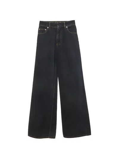 Pre-owned Dior High-rise Wide-leg Jeans In Blue