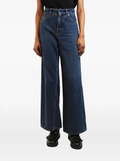 Pre-owned Dior High-waist Wide-leg Jeans In Blue