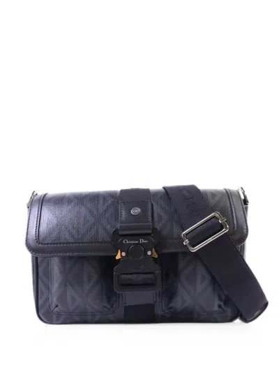 Pre-owned Dior Hit The Road Cd Diamond Shoulder Bag In Black