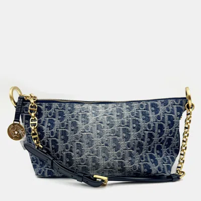 Pre-owned Dior Hobo Bag With Chain Denim In Blue